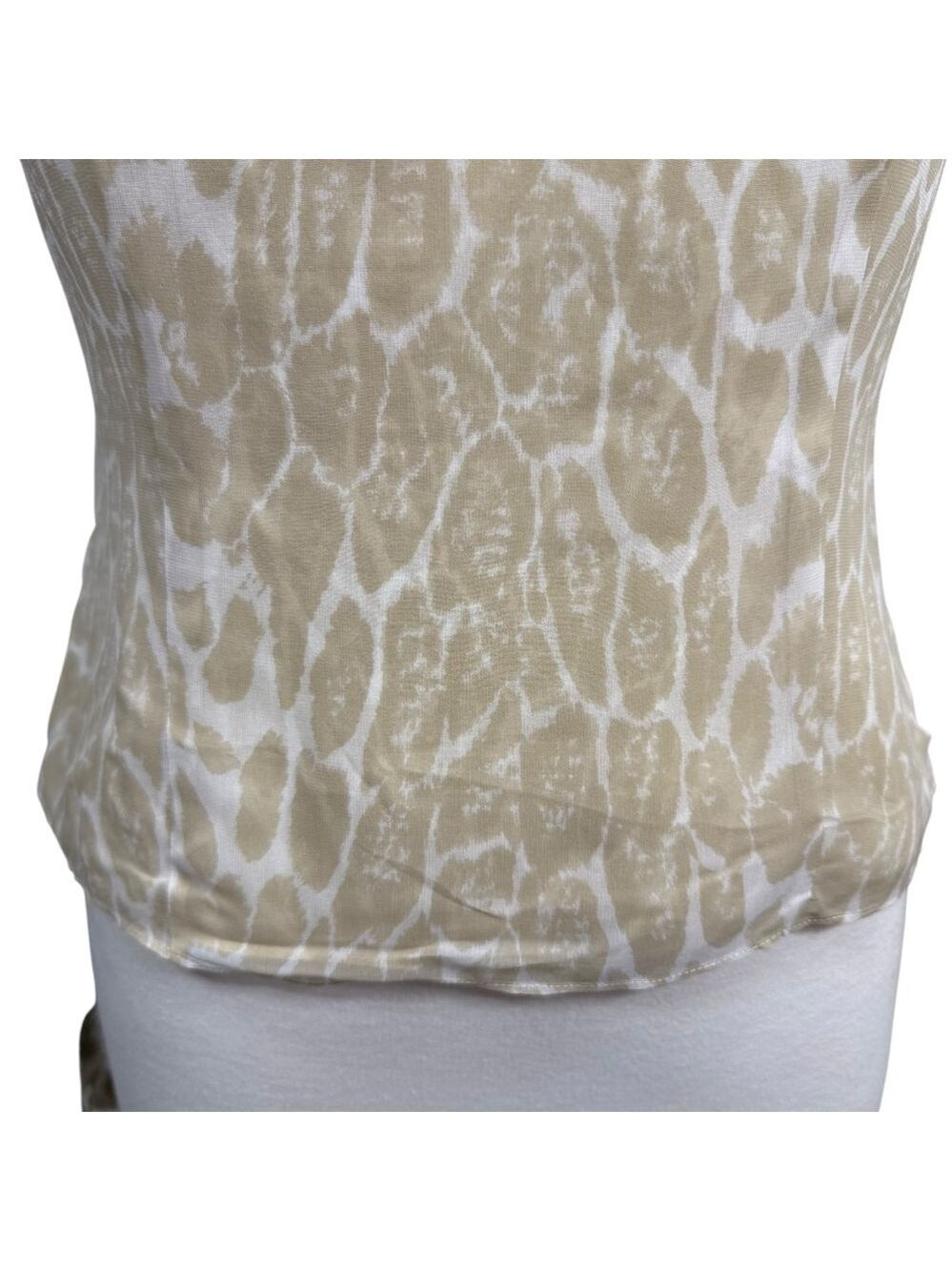 NWT Carlisle Beige White Animal Print Halter Neck Silk Blouse US 10 - Picture 3 of 12